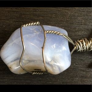 Wire-Wrapped Blue Lace Agate Necklace